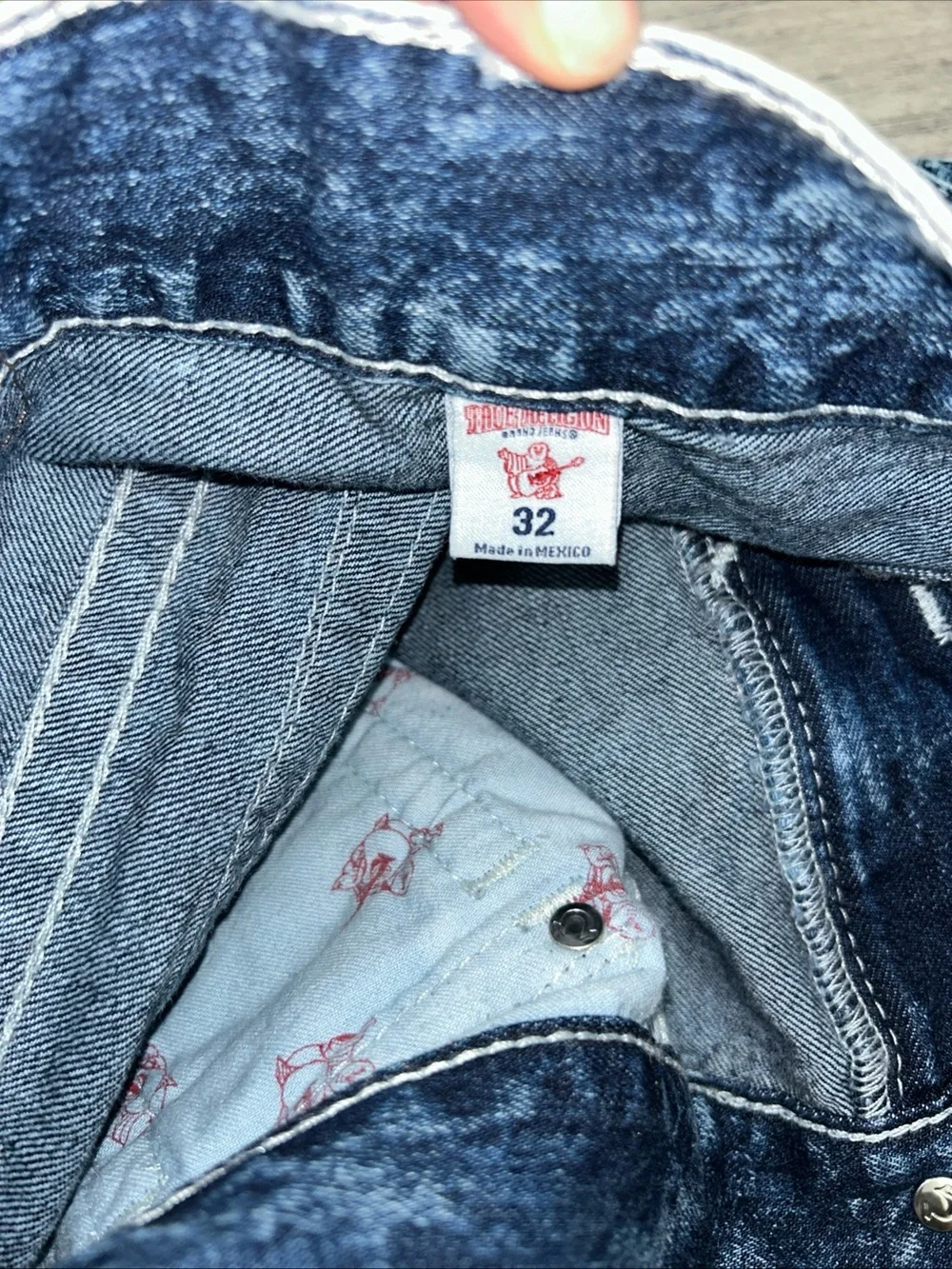 True Religion World Tour Acid Wash Men’s 32X32 Ricky Flap Straight Jeans NWT